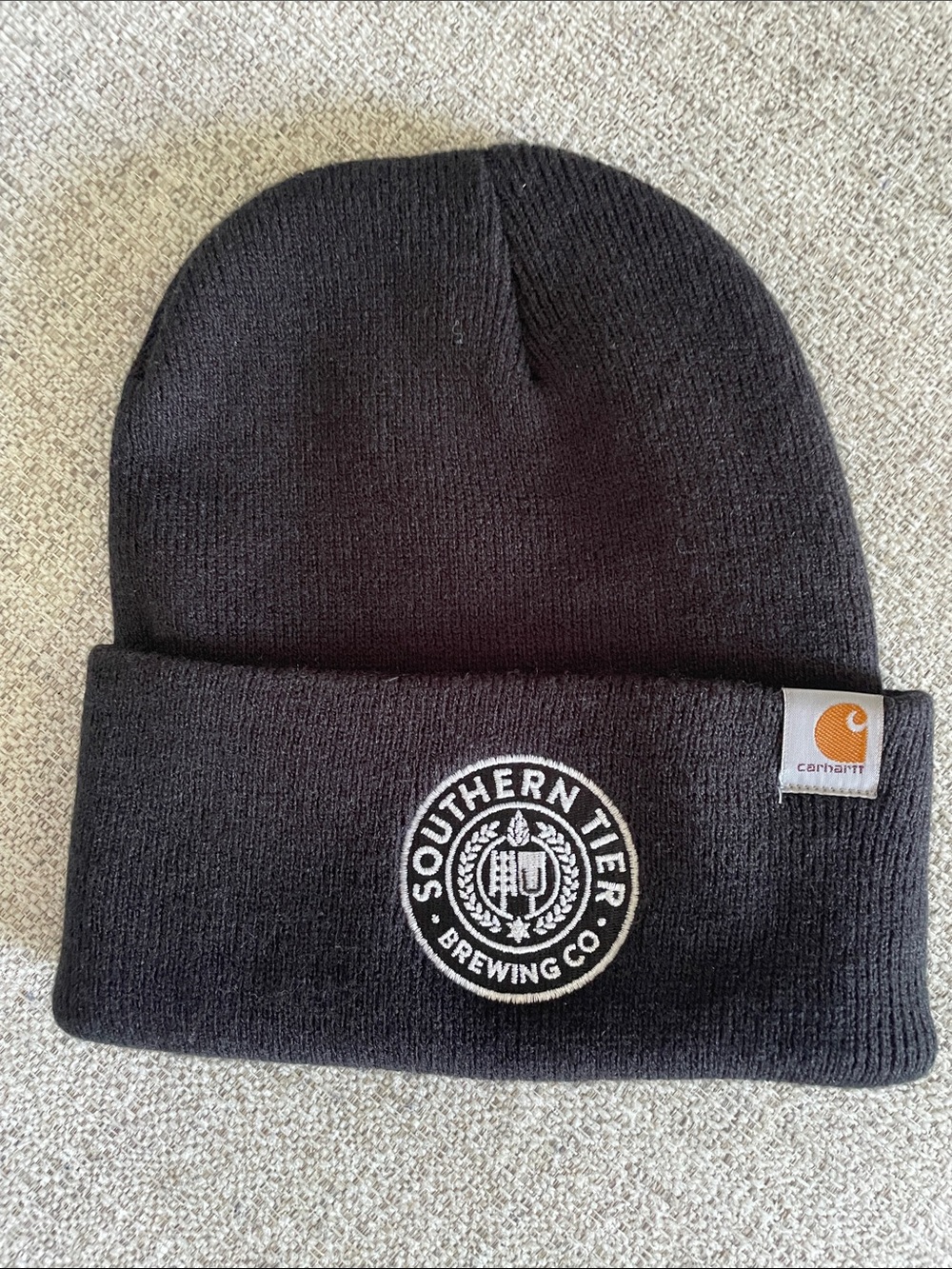 Carhartt Black Knit Beanie with Southern Tier Brewing Patch